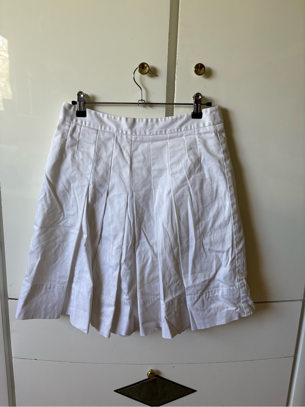 LOFT White Pleated Midi Skirt